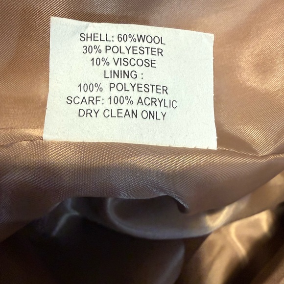 Forecaster of Boston Tan Wool Pea Coat with Scarf Size 8 - Picture 11 of 15